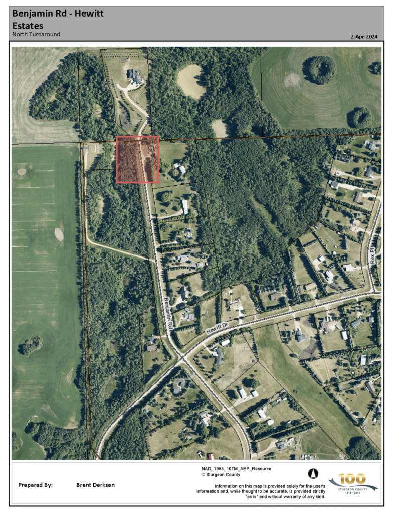 Hewitt Estates Map, aerial view from above.